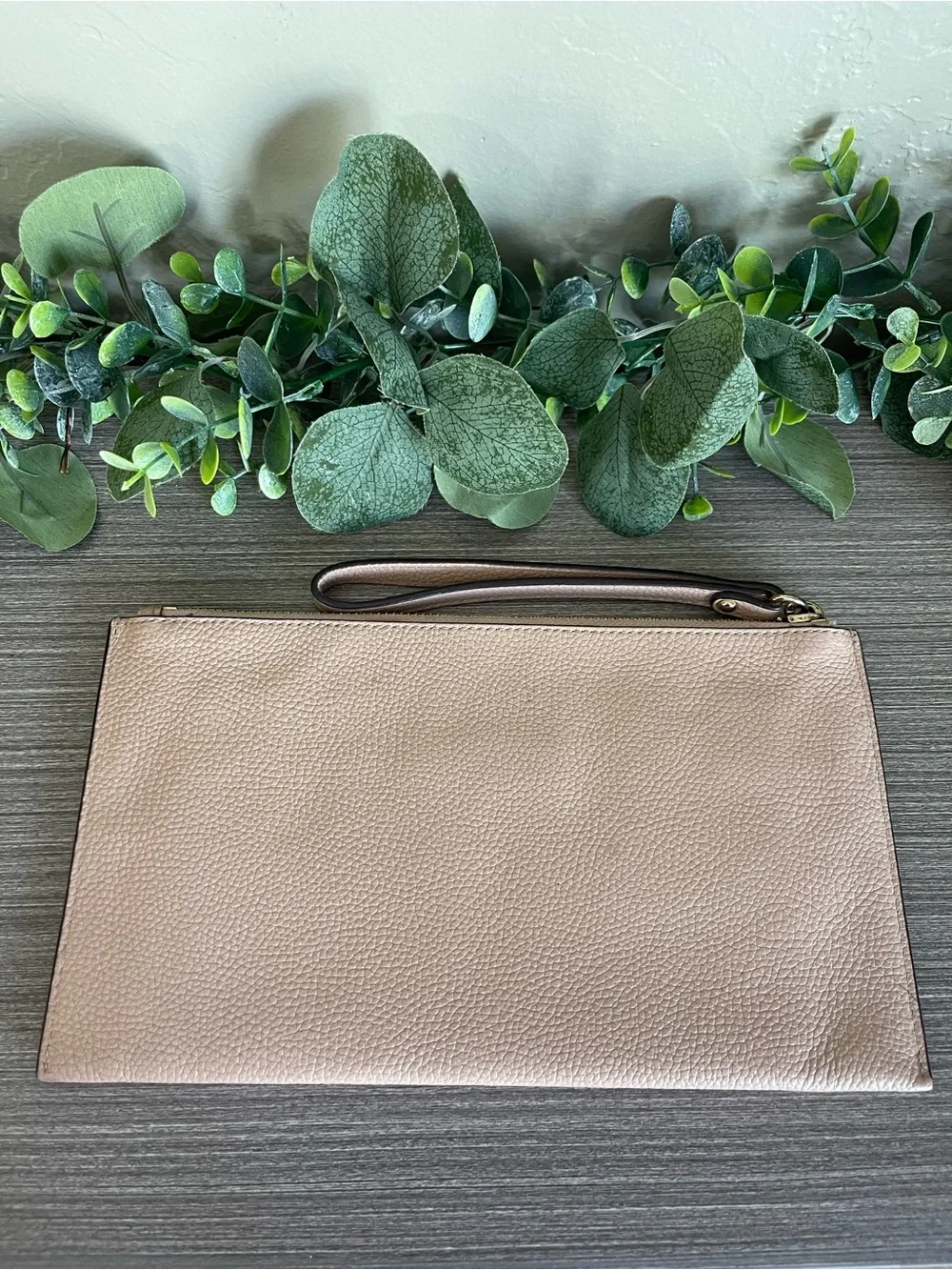Michael Kors Jet Set Pebbled Leather Wristlet XL Clutch Nude - Picture 2 of 5
